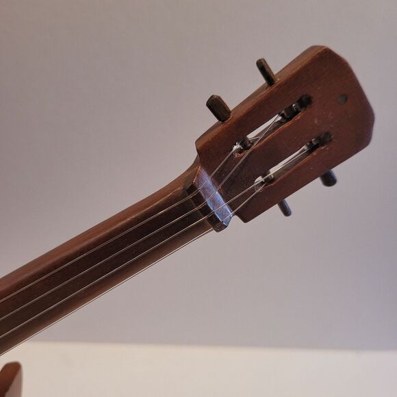 Monkey Pod Wood Carved Banjo Music Box With Stand - Picture 3 of 7